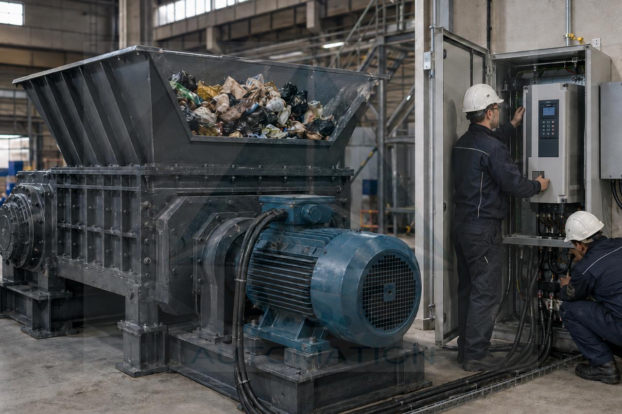 Lắp đặt biến tần cho máy nghiền rác